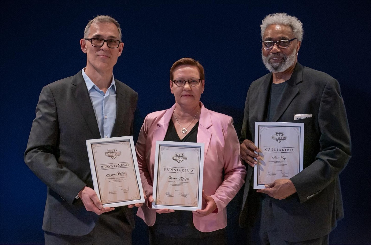 Mikael Salmi, Minna Myllylä ja Leon Huff nostettiin Hall of Fameen. Kuva: Samira Lee